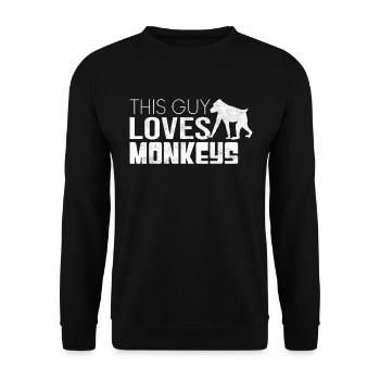 This guy loves monkeys - Unisex Sweatshirt - black - Front - Alina (178cm) & Michal (187cm)