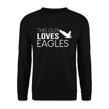 This guy loves eagles - Unisex Sweatshirt - black - Front - Alina (178cm) & Michal (187cm)