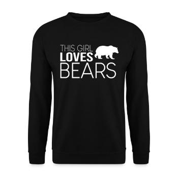 This girl loves bears - Unisex Sweatshirt - black - Front - Alina (178cm) & Michal (187cm)