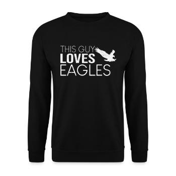 This guy loves eagles - Unisex Sweatshirt - black - Front - Alina (178cm) & Michal (187cm)