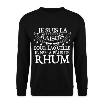 Bière alcool. Cadeau humour apéritif. Rhum - Sweat-shirt Unisexe - noir - Devant - Alina (178cm) & Michal (187cm)