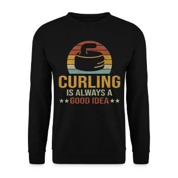 Le curling est toujours une bonne idée de curling rétro - Sweat-shirt Unisexe - noir - Devant - Alina (178cm) & Michal (187cm)