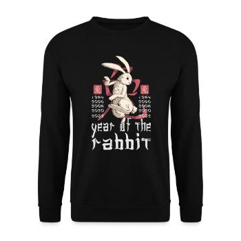 Chinese Rabbit Character New Year 2023 - Unisex Sweatshirt - black - Front - Alina (178cm) & Michal (187cm)
