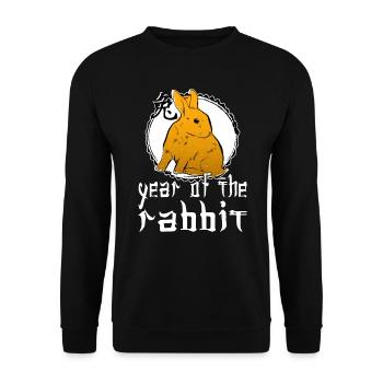 Personnage de lapin chinois Nouvel An 2023 - Sweat-shirt Unisexe - noir - Devant - Alina (178cm) & Michal (187cm)