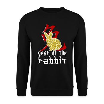 Personnage de lapin chinois Nouvel An 2023 - Sweat-shirt Unisexe - noir - Devant - Alina (178cm) & Michal (187cm)