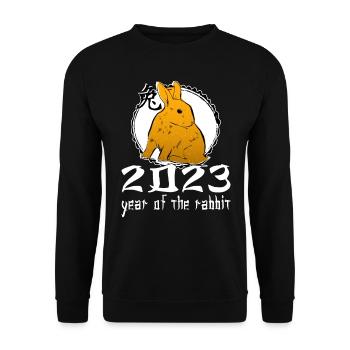 Chinese Rabbit Character New Year 2023 - Unisex Sweatshirt - black - Front - Alina (178cm) & Michal (187cm)