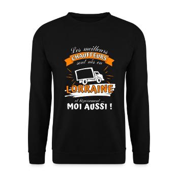 Cadeau Homme Chauffeur Poids Lourds Lorrain Noel - Sweat-shirt Unisexe - noir - Devant - Alina (178cm) & Michal (187cm)