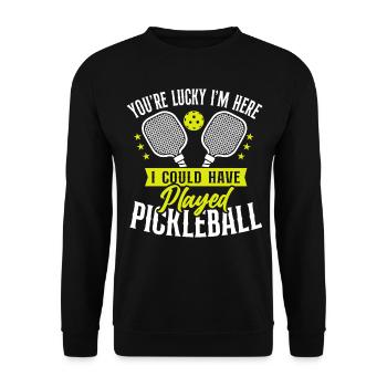 Pickleball Tu as de la chance je suis ici - Sweat-shirt Unisexe - noir - Devant - Alina (178cm) & Michal (187cm)