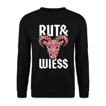 Geißbock Rut un Wiess Kölsch Köln Kölle Karneval - Unisex Pullover - Schwarz - Vorne - Alina (178cm) & Michal (187cm)