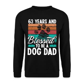 63 Year Old Dog Dad 63 Birthday Retro Dog Father - Unisex Pullover - Schwarz - Vorne - Alina (178cm) & Michal (187cm)