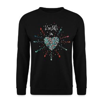 Konfetti im Herzen Karneval Fasching Konfetti - Unisex Pullover - Schwarz - Vorne - Alina (178cm) & Michal (187cm)