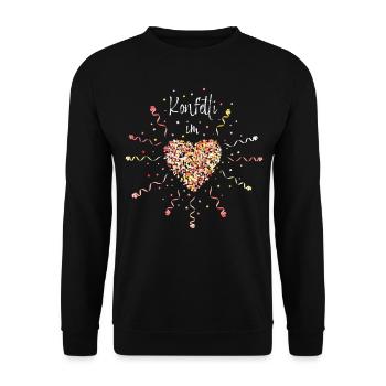 Konfetti im Herzen Karneval Fasching Rosenmontag - Unisex Pullover - Schwarz - Vorne - Alina (178cm) & Michal (187cm)