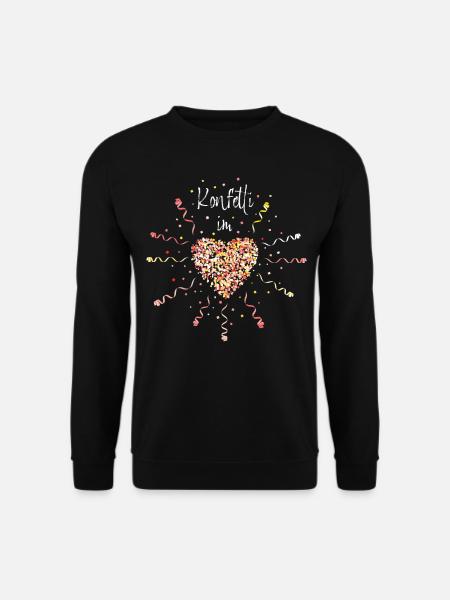 Konfetti im Herzen Karneval Fasching Rosenmontag - Unisex Pullover - Schwarz