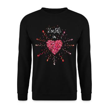 Konfetti im Herzen Karneval Fasching Viva Colonia - Unisex Pullover - Schwarz - Vorne - Alina (178cm) & Michal (187cm)