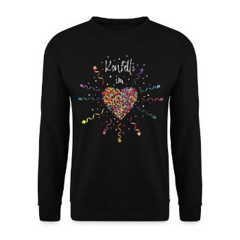 Konfetti im Herzen Karneval Fasching Kostümersatz - Unisex Pullover - Schwarz - Vorne - Alina (178cm) & Michal (187cm)