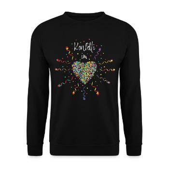 Konfetti im Herzen Karneval Fasching Fastelovend - Unisex Pullover - Schwarz - Vorne - Alina (178cm) & Michal (187cm)