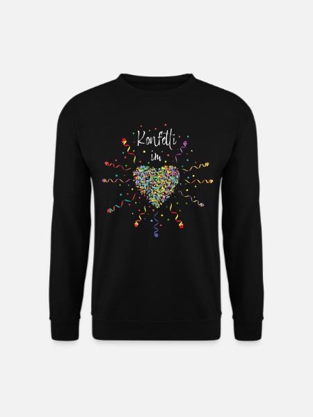 Konfetti im Herzen Karneval Fasching Fastelovend - Unisex Pullover - Schwarz