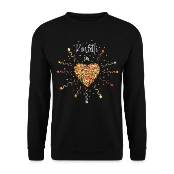 Konfetti im Herzen Karneval Fasching Kölnerin - Unisex Pullover - Schwarz - Vorne - Alina (178cm) & Michal (187cm)