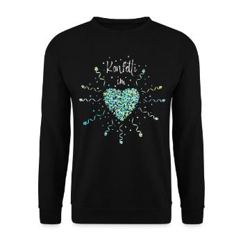 Konfetti im Herzen Karneval Fasching Jeck Narr - Unisex Pullover - Schwarz - Vorne - Alina (178cm) & Michal (187cm)