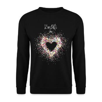 Konfetti im Herz Karneval Fastelovend Fasching - Unisex Pullover - Schwarz - Vorne - Alina (178cm) & Michal (187cm)