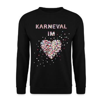 Karneval im Herzen Fastelovend Weiberfasnacht Narr - Unisex Pullover - Schwarz - Vorne - Alina (178cm) & Michal (187cm)