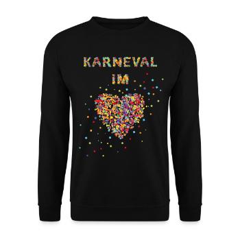 Karneval im Herzen Fastelovend Konfetti Jeck - Unisex Pullover - Schwarz - Vorne - Alina (178cm) & Michal (187cm)