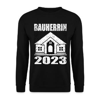 Bauherrin geschenk - Bauherrin 2023 - Unisex Pullover - Schwarz - Vorne - Alina (178cm) & Michal (187cm)