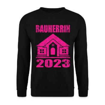 Bauherrin geschenk - Bauherrin 2023 - Unisex Pullover - Schwarz - Vorne - Alina (178cm) & Michal (187cm)