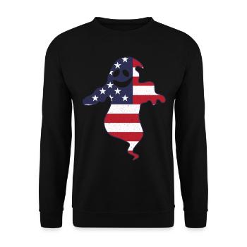 Halloween Ghost America Flag Ghost American Flag - Unisex Pullover - Schwarz - Vorne - Alina (178cm) & Michal (187cm)