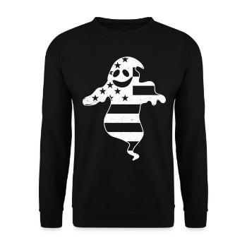 Halloween Ghost America Flag Ghost Halloween Ghost - Unisex Sweatshirt - black - Front - Alina (178cm) & Michal (187cm)