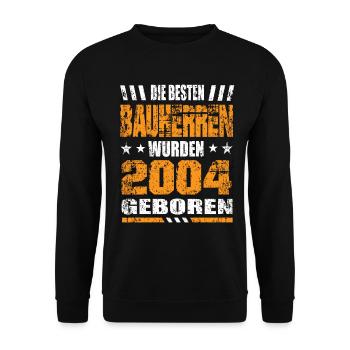 Bauherr Geburtstag Die Besten Bauherren wurden2004 - Unisex Pullover - Schwarz - Vorne - Alina (178cm) & Michal (187cm)