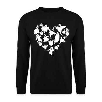 Halloween Heart with Ghosts Halloween Ghost Heart - Unisex Sweatshirt - black - Front - Alina (178cm) & Michal (187cm)