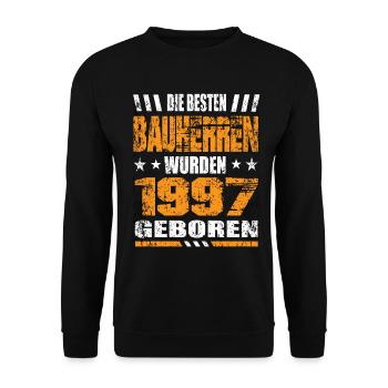 Bauherr Geburtstag Die Besten Bauherren wurden - Unisex Pullover - Schwarz - Vorne - Alina (178cm) & Michal (187cm)