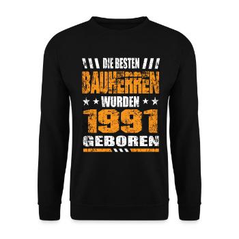 Bauherr Geburtstag Die Besten Bauherren wurden - Unisex Pullover - Schwarz - Vorne - Alina (178cm) & Michal (187cm)