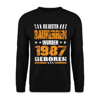 Bauherr Geburtstag Die Besten Bauherren wurden - Unisex Pullover - Schwarz - Vorne - Alina (178cm) & Michal (187cm)