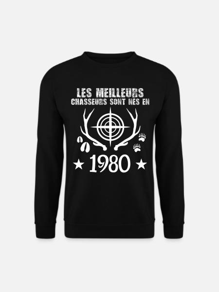 Chasseur | Anniversaire chasseur 1980 - Sweat-shirt Unisexe - noir