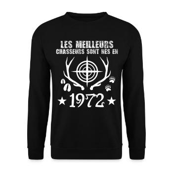 Chasseur | Anniversaire chasseur 1972 - Sweat-shirt Unisexe - noir - Devant - Alina (178cm) & Michal (187cm)