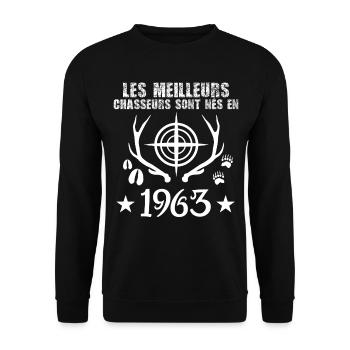 Chasseur | Anniversaire chasseur 1963 - Sweat-shirt Unisexe - noir - Devant - Alina (178cm) & Michal (187cm)