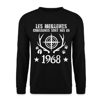 Chasseur | Anniversaire chasseur 1968 - Sweat-shirt Unisexe - noir - Devant - Alina (178cm) & Michal (187cm)
