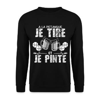 A La Petanque Je Tire Et Je Pinte Bière - Sweat-shirt Unisexe - noir - Devant - Alina (178cm) & Michal (187cm)