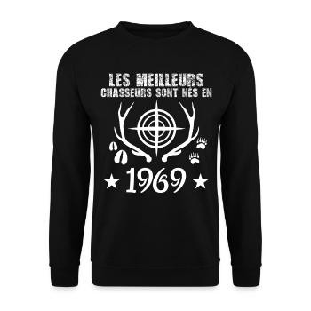 Chasseur | Anniversaire chasseur 1969 - Sweat-shirt Unisexe - noir - Devant - Alina (178cm) & Michal (187cm)