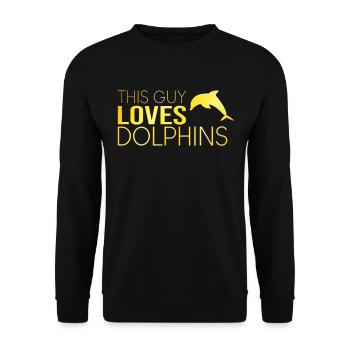 This guy loves dolphins - Unisex Sweatshirt - black - Front - Alina (178cm) & Michal (187cm)