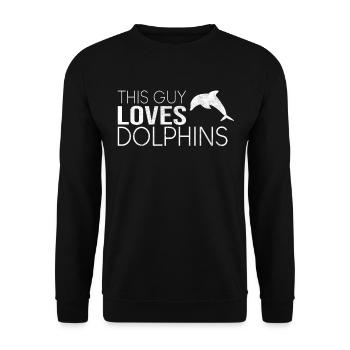 This guy loves dolphins - Unisex Sweatshirt - black - Front - Alina (178cm) & Michal (187cm)