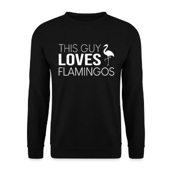 This guy loves flamingos - Unisex Sweatshirt - black - Front - Alina (178cm) & Michal (187cm)