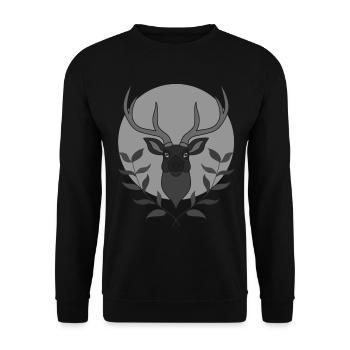 Rothirsch Geweih mit Hirschgeweih - Unisex Pullover - Schwarz - Vorne - Alina (178cm) & Michal (187cm)