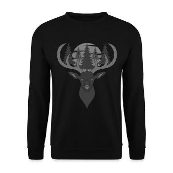 Rothirsch Geweih mit Hirschgeweih - Unisex Pullover - Schwarz - Vorne - Alina (178cm) & Michal (187cm)