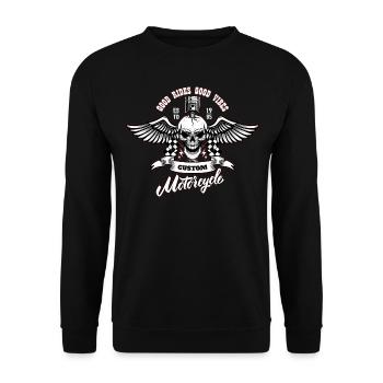 Motorrad Motorradfahrer Biker Feuerstuhl Biken - Unisex Pullover - Schwarz - Vorne - Alina (178cm) & Michal (187cm)