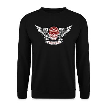 Motorrad Motorradfahrer Biker Feuerstuhl Biken - Unisex Pullover - Schwarz - Vorne - Alina (178cm) & Michal (187cm)