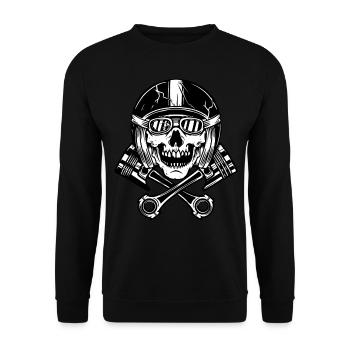 Motorrad Motorradfahrer Biker Feuerstuhl Biken - Unisex Pullover - Schwarz - Vorne - Alina (178cm) & Michal (187cm)