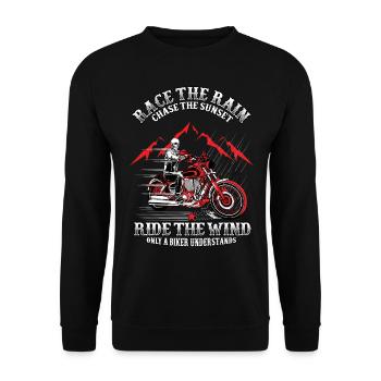Motorrad Motorradfahrer Biker Feuerstuhl Biken - Unisex Pullover - Schwarz - Vorne - Alina (178cm) & Michal (187cm)